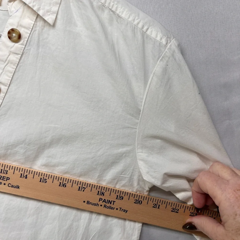 Anthropologie Maeve Henley Popover Shirt in white cotton poplin‎ - Picture 9 of 12